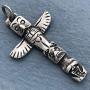 Native American Alaskan Indian Tribal Jewelry Totem Pole Tiki Maori Hawaiian Polynesian African protection amulet Pewter Unisex Boys Mens Pendant Necklace Charm for men w Silver Ball Chain