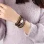 GelConnie Baroque Pearl Leather Cuff Bracelet Multi Strand Wrap Bracelets Magnetic Bohemian Bracelet for Women, Wife, Sister
