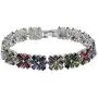 Fashion Tennis Bracelet Inlaid Garnet Emerald Amethyst Morganite Peridot Topaz Silver Bracelets 7 inch