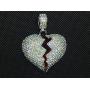 MOCA Broken Heart Chain Necklace & Pendant Iced Out Bling Zircon Hip hop Jewelry Silver