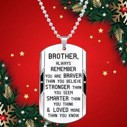 Brother Inspirational Jewelry Necklace Gift- Always Remember You are Braver Stronger Smarter