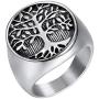 IFUAQZ Mens Stainless Steel Vintage Gold Plated Tree of Life Ring Signet Biker Band Round Top