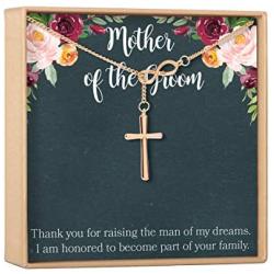 Dear Ava Mother of The Groom Gift Necklace: Parent of The Groom Jewelry, Infinity Cross (Rose-Gold-Plated-Brass, NA)