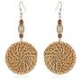 Rattan Earrings Handmade Straw Statement Bohemian Lightweight Drop Dangle Geometric Woven Wicker Earring For Women Girls
