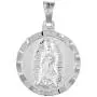 Sterling Silver St Guadalupe & Sacred Heart of Jesus Necklace Double Sided Medal 3/4 inch Round Diamond Cut 18-30 inch Chain