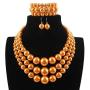 KOSMOS-LI Large Pearl Jewelry Set Pearl Statement 18'' Necklace Bracelet and Earrings