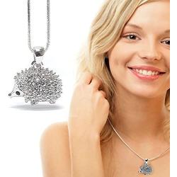 Lola Bella Gifts Crystal Hedgehog Necklace and Earrings Set with Gift Box