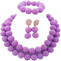 aczuv Fashion Women Nigerian Wedding African Beads Simulated Pearl Bridal Jewelry Sets