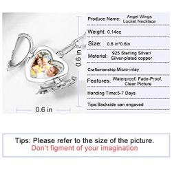 925 Sterling Silver Personalized Photo Heart Locket Necklace Forever in My Heart Custom Add Your Text That Holds Pictures for Women Men Kids