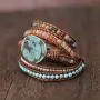 Yingan Handmade Natural Ocean Jasper Stone Genuine Leather 5X Wrap Bracelet Yingan Handmade Natural Ocean Jasper Stone Genuine Leather 5X Wrap Bracelet