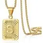 Trendsmax Initial A-Z Letter Pendant Necklace Mens Womens Capital Letter Yellow Gold Plated Stainless Steel Box Chain 22inch