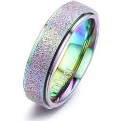 DURSI Spinner Ring for Women Men Fashion Stainless Steel Fidget Ring for Anxiety Sand Blast Finish 6MM / 8MM
