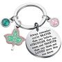 WSNANG Sorority Gift Pink and Green Charm Leaf Pendant Inspirational Paraphernalia Graduation Gifts You are Braver Stronger Smarter Than You Think Keychain