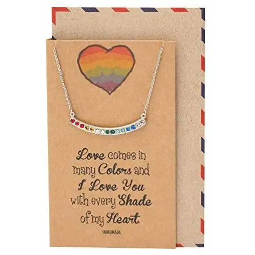 Quan Jewelry LGBTQ Gay Pride Rainbow Jewelry Necklace with Swarovski Crystals Pendant Necklace Charm and Inspirational Quote on Greeting Card, 100% Handmade Quan Jewelry LGBTQ Gay Pride Rainbow Jewelry Necklace with Swarovski Crystals Pendant Necklace Charm and Inspirational Quote on Greeting Card, 100% Handmade