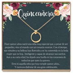 Quinceañera Gift Necklace: Regalos Para Quinceañera, Jewelry, Sweet Fifteen, 2 Linked Circles (gold-plated-brass, NA)