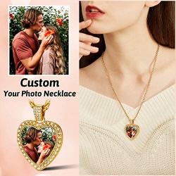 FaithHeart Custom Photo Necklace Personalized Picture Necklaces for Women Men Round/Heart Pendant Necklaces Hip Hop Jewelry