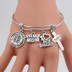 Gzrlyf Military Mom Wife Bracelet Expandable Wire Bangle Jewelry Gifts for Women