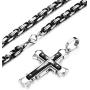 LOLIAS 5MM Stainless Steel Cross Pendant Necklace Men Byzantine Chain Necklace 22-30 Inches