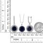 Gem Stone King 18.50 Ct Round Blue Simulated Sapphire 925 Sterling Silver Earrings Pendant Set