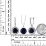 Gem Stone King 18.50 Ct Round Blue Simulated Sapphire 925 Sterling Silver Earrings Pendant Set