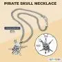 Pirate Skull and Crossed Swords Necklace (15 Inches, Silver)