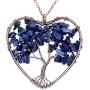 Tree of Life Necklace Heart Shaped Wire Wrapped Family Tree Pendant Crystal Birthstone Jewelry