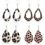 GIMEFIVE 4 Pairs Leather Teardrop Glitter Sequins Earring Lightweight Leaf Drop Bohemian Hollow Earrings for Women Girl
