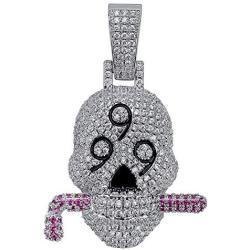 Moca Jewelry Hip Hop Iced Out Bling 999 Shantou CZ Pendant Chain White Gold Plated Necklace for Men Women