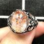 Natural Ghost Phantom Quartz Crystal Ring Jewelry For Women Man Silver Garden 16x10mm Oval Beads Adjustable Ring AAAAA