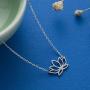Dainty Lotus Necklace S925 Sterling Silver Yoga Pendant Necklace Graduation Gift for Women