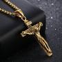 LineAve Mens Stainless Steel Jesus Christ Crucifix Cross Pendant Necklace