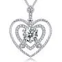 VAN RORSI&MO Heart Necklace-Eiffel Tower Heart Necklaces for Women 5A Cubic Zirconia 14K White Gold Heart Pendant Necklace Jewelry Necklaces for Women