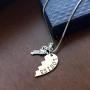 MayLove 2pcs Bonnie Clyde Pistol Gun Partner Necklace Broken Heart Pendant Chain Couple Jewelry