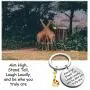 Giraffe Keychains Aim High Stand Tall Laugh Loudly and Be Who You Truly are Giraffe Jewelry Gift Inspirational Gifts
