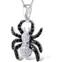 Santuzza 925 Sterling Silver Black CZ Spider Pendant Necklace with Black Spinels CZ Stones