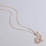 BELUCKIN Stainless Steel Howling Wolf Animal Pendant Necklace Geometric Origami Jewelry