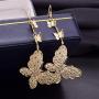 Bohemian Gold Butterfly Dangle Drop Earrings for Women Girls Fashion Hollow Big Size Earrings Jewelry