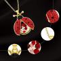 Superchic Jewelry Cute Red and Black Ladybug Beetle Locket Pendant Necklace with Austrian Crystals and Floating Colorful Cubic Zirconia
