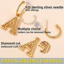 GoldChic Jewelry Initial Earrings Dangle, Girls/Women Lightweight Embossed Name Alphabet Letter Hoop Drop Earrings from A-Z Hypoallergenic for Sensitive Ears,with Gift Box