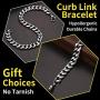 ChainsHouse Men Women Cuban Link Bracelet Stainless Steel/18K Gold Plated Classic 3mm-14mm Wide Miami Curb Chain Wrist Bracelets, 21CM(8.3''), Send Gift Box