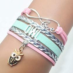 HCChanshi Owl Bracelet Jewelry Gifts Infinity Love Cute Owl Gifts Owl Jewelry Bracelet Gifts for Women, Girls, Men, Boys, Owl Teacher Gifts, Owl Friendship Gifts