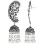 Aheli Vintage Inspired Indian Boho Oxidized Intricate Crafted Peacock Design Jhumki Dangle Earrings Ethnic Fashion Jewelry for Women