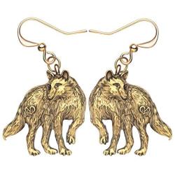 DOWAY Antique Plated Alloy Wolf Earrings Animals Drop Dangle Jewelry for Women Girls Gift Charms