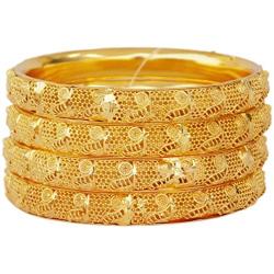 JDZ COLLECTION Indian Gold Plated Bangle Bracelet Bollywood Jewelry Ethnic Pola Bangles Set 4pc Traditional Designer Bangles
