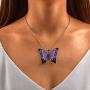 Geroki Purple Butterfly Pendant Necklace Silver Dainty Necklaces Beaded Necklace Chain Jewelry for Women and Girls