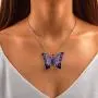 Geroki Purple Butterfly Pendant Necklace Silver Dainty Necklaces Beaded Necklace Chain Jewelry for Women and Girls