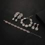ORAZIO Rhinestone Crystal Teardrop Dangle Earrings Link Tennis Bracelet Jewelry Sets for Women Infinity Bracelet 4 Pack Womens Bridal Wedding Party Bridesmaid Prom Jewelry Set