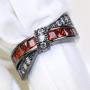 wedding ring set Two Rings His Hers Couples Matching Rings Womens Black Gold Filled Red CZ Wedding Engagement Ring Bridal Sets Mens Stainless Steel Wedding Band