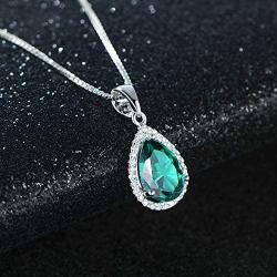 JIANGXIN Waterdrop Birthstone 925 Sterling Silver White Gold Plated Fine Jewelry Set for Women Pendant Necklace Stud Earring