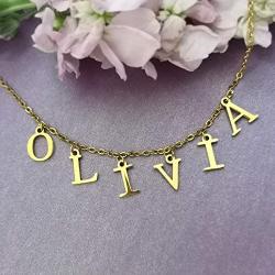 YSAHan Customized Name Necklace Handmade Personalized 18K Gold Plated Choker Nameplate Jewelry for Women Girls